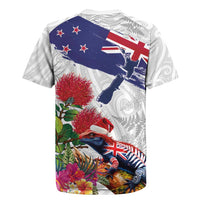New Zealand Christmas Rugby Jersey Meri Kirihimete-Tuatara and Pohutukawa White Color