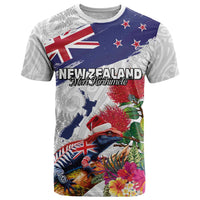 New Zealand Christmas T Shirt Meri Kirihimete-Tuatara and Pohutukawa White Color