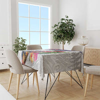 New Zealand Christmas Tablecloth Meri Kirihimete-Tuatara and Pohutukawa White Color