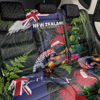 New Zealand Christmas Back Car Seat Cover Meri Kirihimete-Tuatara and Pohutukawa Black Color