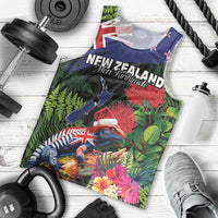 New Zealand Christmas Men Tank Top Meri Kirihimete-Tuatara and Pohutukawa Black Color