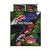 New Zealand Christmas Quilt Bed Set Meri Kirihimete-Tuatara and Pohutukawa Black Color