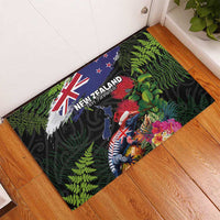 New Zealand Christmas Rubber Doormat Meri Kirihimete-Tuatara and Pohutukawa Black Color