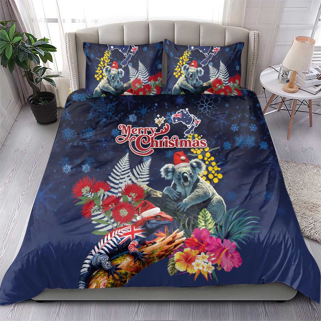 Australia and New Zealand Bedding Set Merry Christmas-Tuatara and Koala with Plants Xmas Style