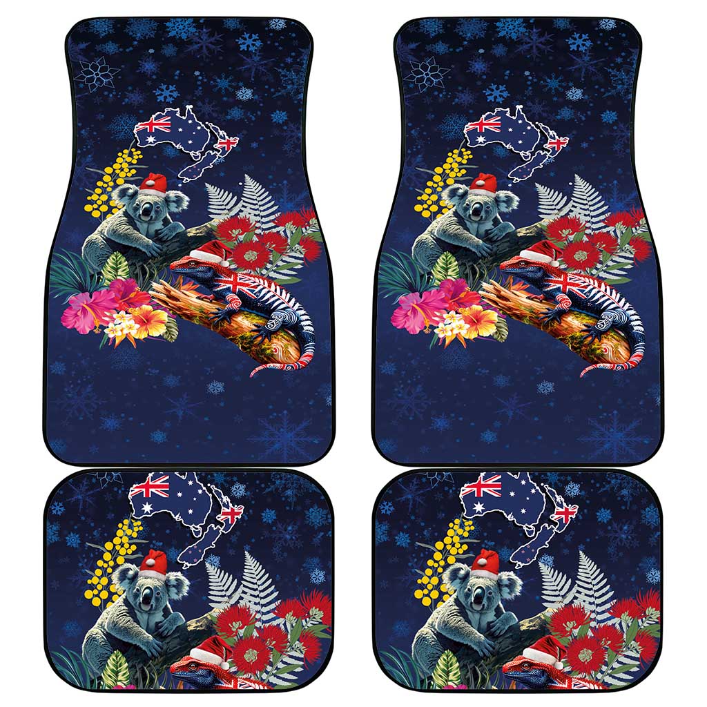 Australia and New Zealand Car Mats Merry Christmas-Tuatara and Koala with Plants Xmas Style