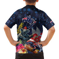 Australia and New Zealand Family Matching Long Sleeve Bodycon Dress and Hawaiian Shirt Merry Christmas-Tuatara and Koala with Plants Xmas Style