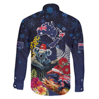 Australia and New Zealand Family Matching Puletasi and Hawaiian Shirt Merry Christmas-Tuatara and Koala with Plants Xmas Style