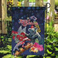 Australia and New Zealand Garden Flag Merry Christmas-Tuatara and Koala with Plants Xmas Style