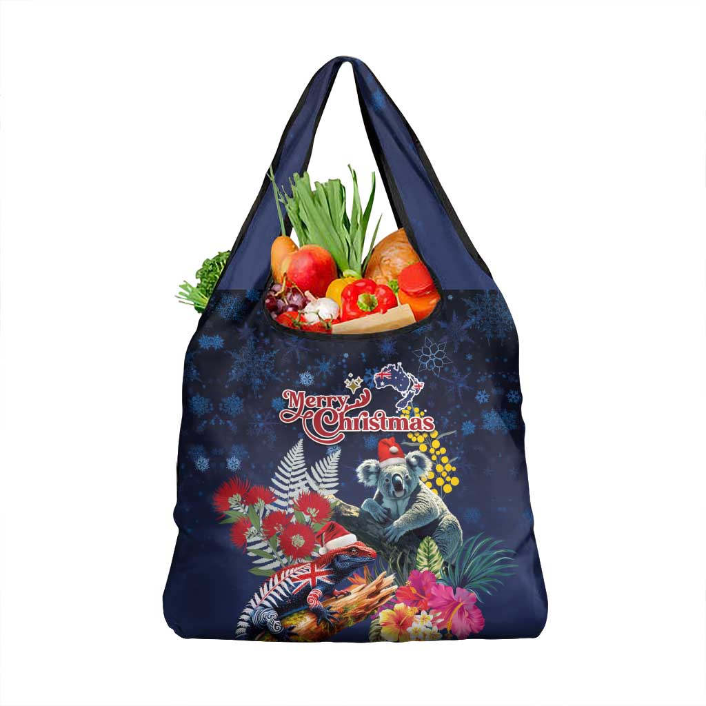 Australia and New Zealand Grocery Bag Merry Christmas-Tuatara and Koala with Plants Xmas Style