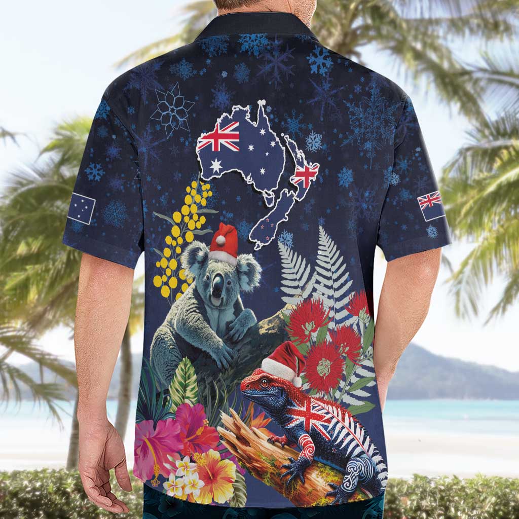 Australia and New Zealand Hawaiian Shirt Merry Christmas-Tuatara and Koala with Plants Xmas Style