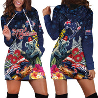 Australia and New Zealand Hoodie Dress Merry Christmas-Tuatara and Koala with Plants Xmas Style