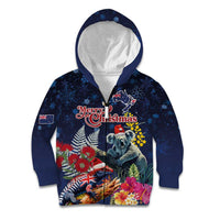 Australia and New Zealand Kid Hoodie Merry Christmas-Tuatara and Koala with Plants Xmas Style