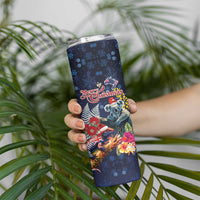 Australia and New Zealand Skinny Tumbler Merry Christmas-Tuatara and Koala with Plants Xmas Style
