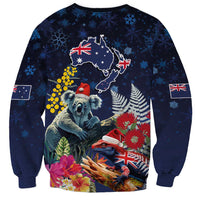 Australia and New Zealand Sweatshirt Merry Christmas-Tuatara and Koala with Plants Xmas Style