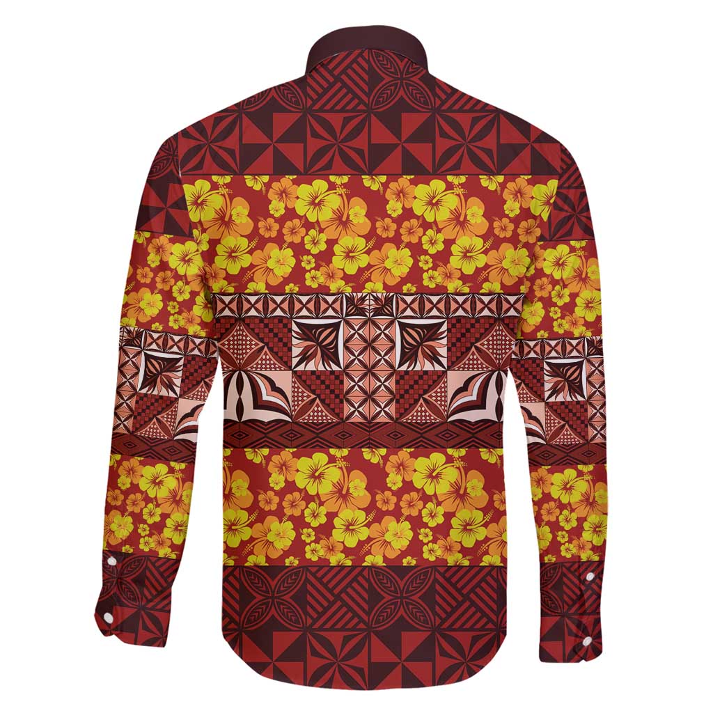Samoa Siapo and Tapa Family Matching Long Sleeve Bodycon Dress and Hawaiian Shirt Pacific Tribal Pattern with Hibiscus Striped Style