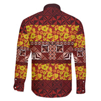 Samoa Siapo and Tapa Family Matching Long Sleeve Bodycon Dress and Hawaiian Shirt Pacific Tribal Pattern with Hibiscus Striped Style