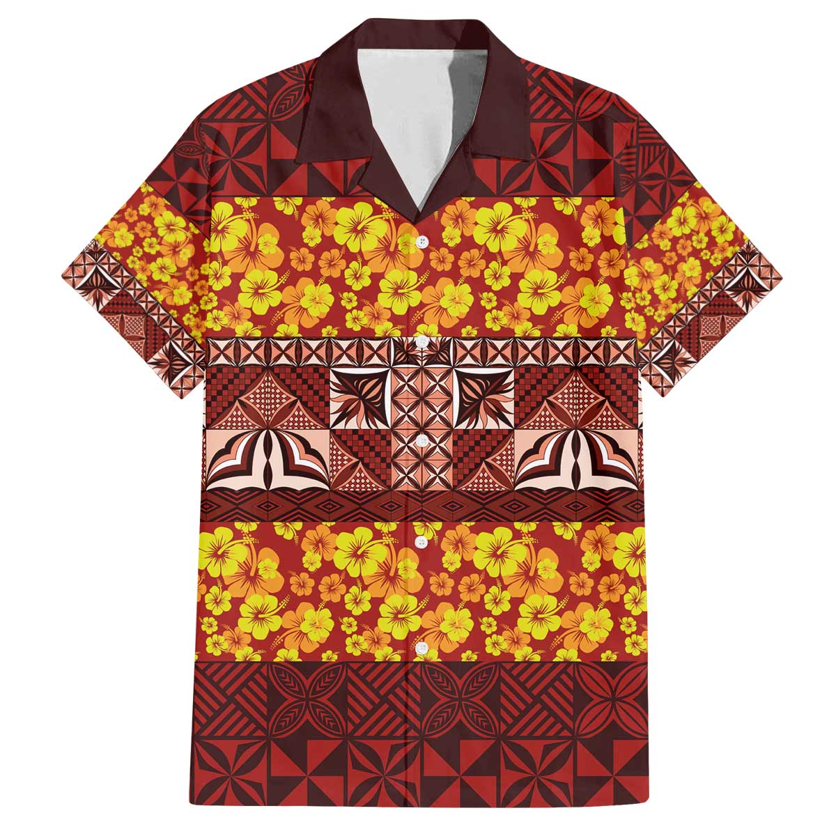 Samoa Siapo and Tapa Family Matching Off The Shoulder Long Sleeve Dress and Hawaiian Shirt Pacific Tribal Pattern with Hibiscus Striped Style