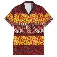 Samoa Siapo and Tapa Family Matching Off The Shoulder Long Sleeve Dress and Hawaiian Shirt Pacific Tribal Pattern with Hibiscus Striped Style