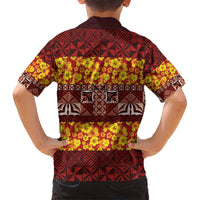 Samoa Siapo and Tapa Kid Hawaiian Shirt Pacific Tribal Pattern with Hibiscus Striped Style LT03 - Polynesian Pride