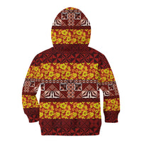 Samoa Siapo and Tapa Kid Hoodie Pacific Tribal Pattern with Hibiscus Striped Style LT03 - Polynesian Pride