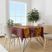 Samoa Siapo and Tapa Tablecloth Pacific Tribal Pattern with Hibiscus Striped Style