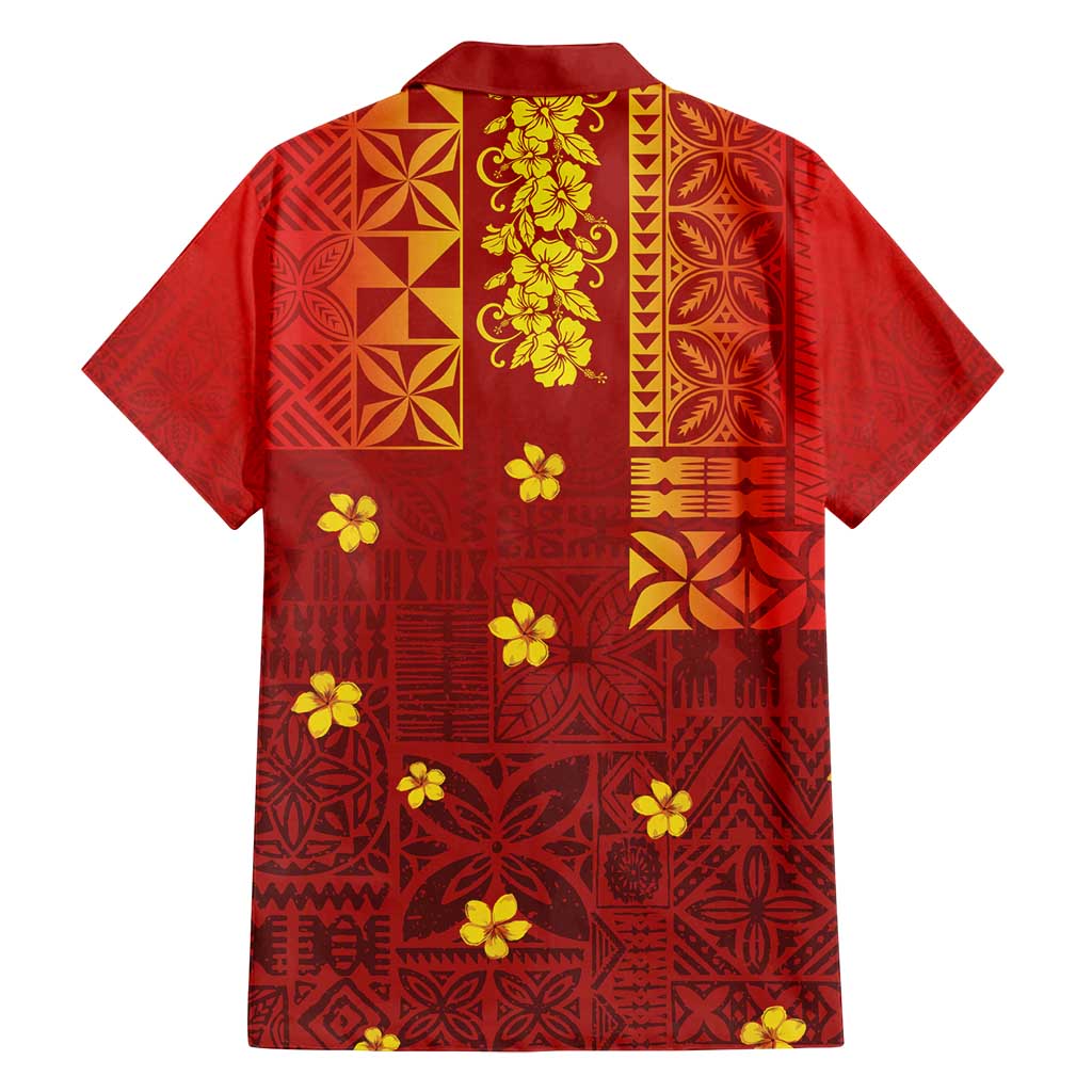 Samoa Tapa Pacific Tribal Pattern Family Matching Tank Maxi Dress and Hawaiian Shirt Hibiscus and Plumeria