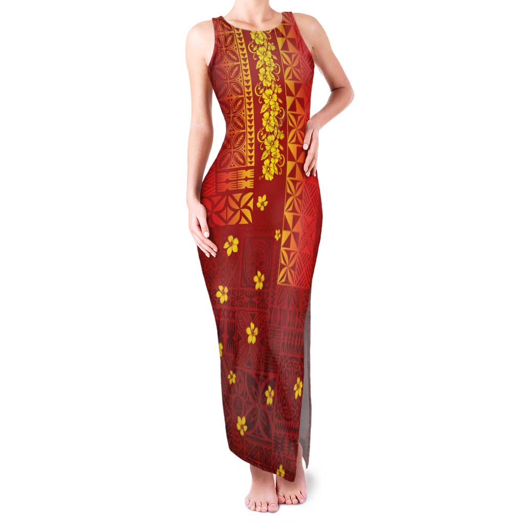 Samoa Tapa Pacific Tribal Pattern Family Matching Tank Maxi Dress and Hawaiian Shirt Hibiscus and Plumeria
