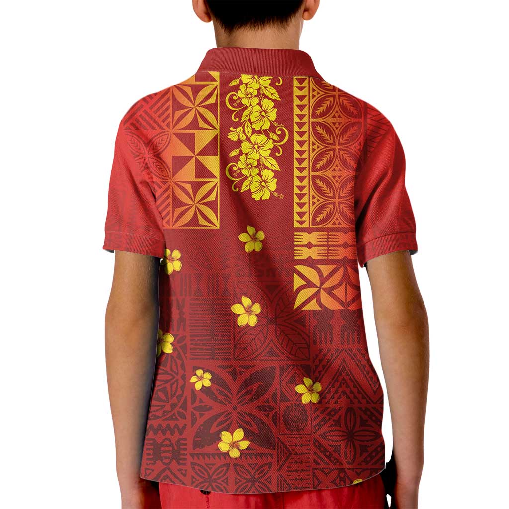 Samoa Tapa Pacific Tribal Pattern Kid Polo Shirt Hibiscus and Plumeria LT03 - Polynesian Pride