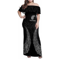 New Zealand Netball Family Matching Off Shoulder Maxi Dress and Hawaiian Shirt Koru and Maori Tattoo Jersey
