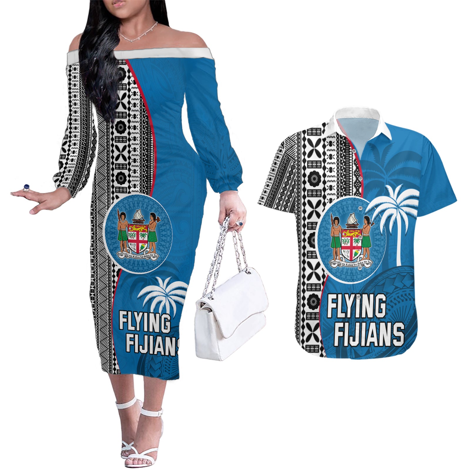 custom-fiji-rugby-couples-matching-off-the-shoulder-long-sleeve-dress-and-hawaiian-shirt-coat-of-arms-palm-tree-mix-polynesia-tapa-pattern