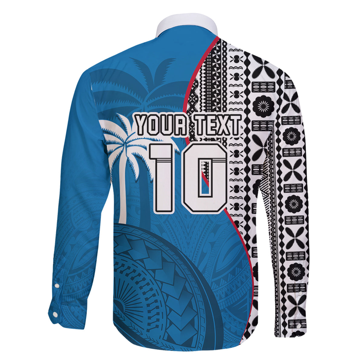 Custom Fiji Rugby Family Matching Puletasi Dress and Hawaiian Shirt Coat of Arms Palm Tree Mix Polynesia Tapa Pattern LT03 - Polynesian Pride