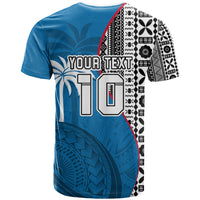 Custom Fiji Rugby T Shirt Coat of Arms Palm Tree Mix Polynesia Tapa Pattern LT03 - Polynesian Pride