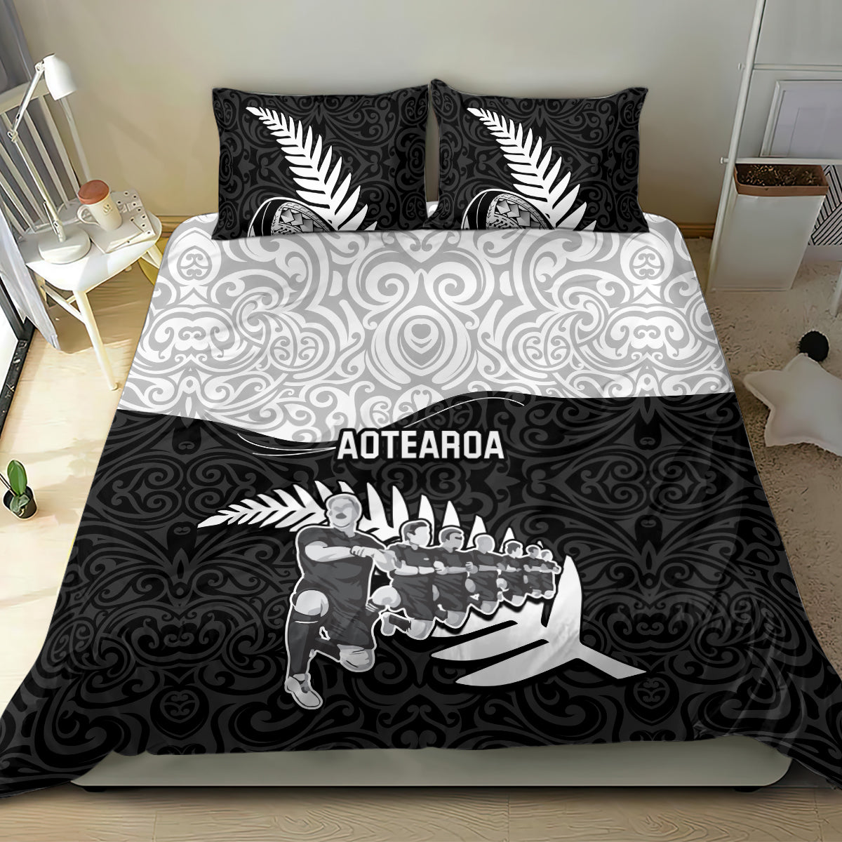New Zealand World Cup 2023 Bedding Set Aotearoa Haka Rugby with Silver Fern Maori Ethnic Pattern LT03 - Polynesian Pride