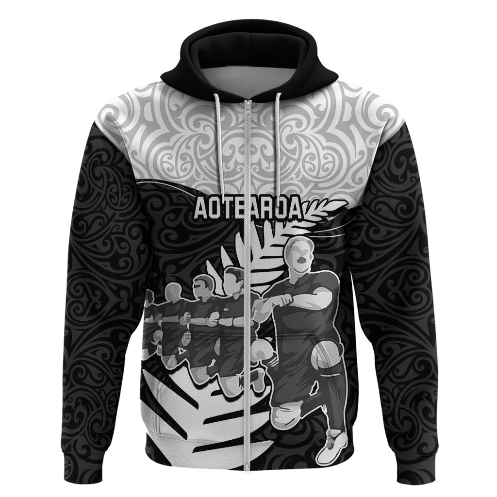 New Zealand World Cup 2023 Hoodie Aotearoa Haka Rugby with Silver Fern Maori Ethnic Pattern LT03 - Polynesian Pride