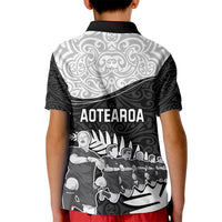 New Zealand World Cup 2023 Kid Polo Shirt Aotearoa Haka Rugby with Silver Fern Maori Ethnic Pattern LT03 - Polynesian Pride