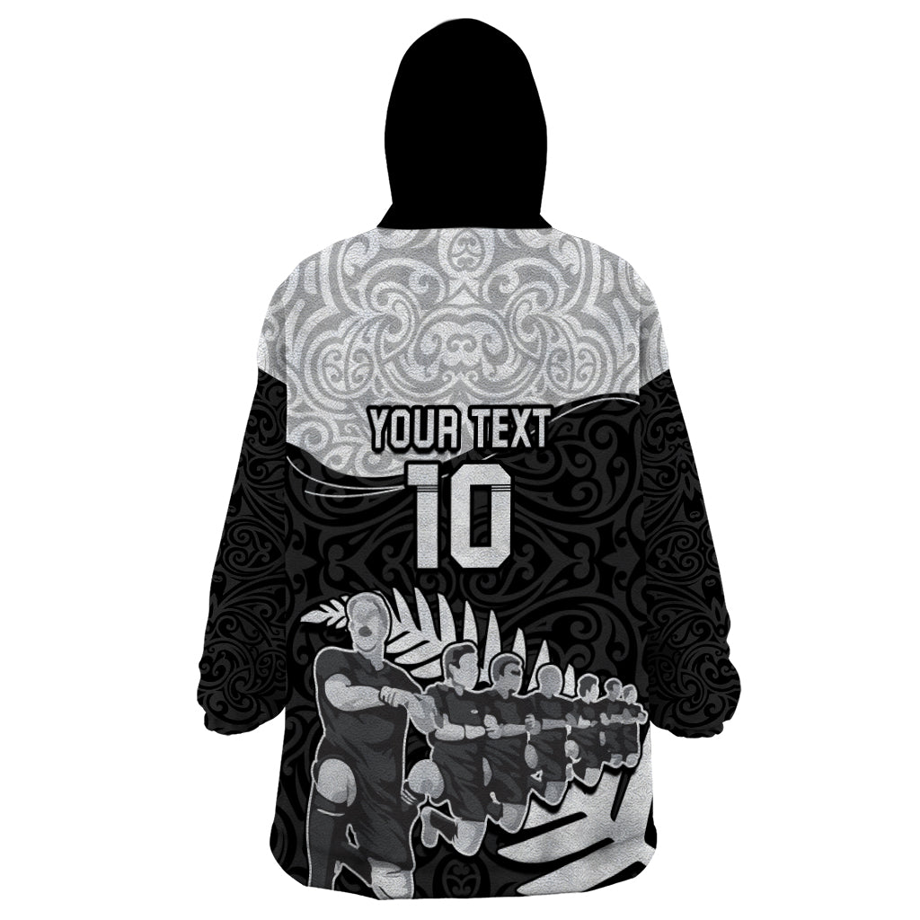 Custom New Zealand World Cup 2023 Wearable Blanket Hoodie Aotearoa Haka Rugby with Silver Fern Maori Ethnic Pattern LT03 - Polynesian Pride