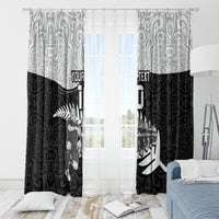 Custom New Zealand World Cup 2023 Window Curtain Aotearoa Haka Rugby with Silver Fern Maori Ethnic Pattern LT03 - Polynesian Pride