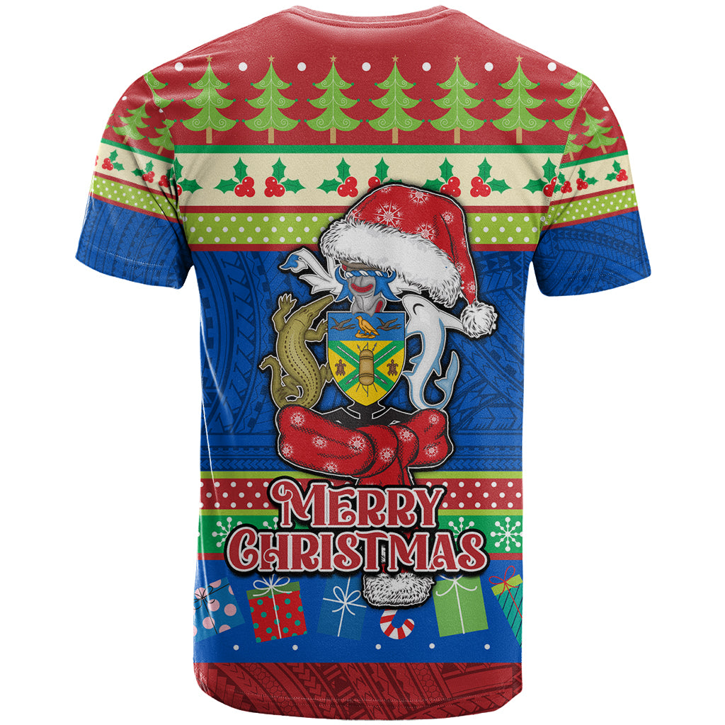 Solomon Islands Christmas T Shirt Santa With Flag Of Solomon Polynesian Tribal Xmas Vibe LT03 - Polynesian Pride