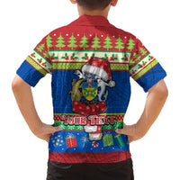 Personalised Solomon Islands Christmas Family Matching Long Sleeve Bodycon Dress and Hawaiian Shirt Santa With Flag Of Solomon Polynesian Tribal Xmas Vibe LT03 - Polynesian Pride
