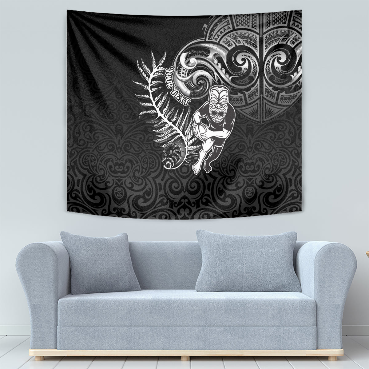 Personalised New Zealand Rugby Tapestry Maori Warrior Rugby with Silver Fern Sleeve Tribal Ethnic Style LT03 - Polynesian Pride