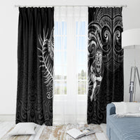 Personalised New Zealand Rugby Window Curtain Maori Warrior Rugby with Silver Fern Sleeve Tribal Ethnic Style LT03 - Polynesian Pride