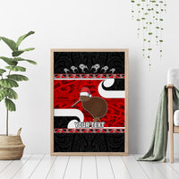 Personalized New Zealand Christmas Canvas Wall Art Santa Haka Fern and Kiwi Bird Tino Rangatiratanga Maori Flag Style LT03 - Polynesian Pride
