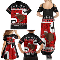 Personalized New Zealand Christmas Family Matching Summer Maxi Dress and Hawaiian Shirt Santa Haka Fern and Kiwi Bird Tino Rangatiratanga Maori Flag Style LT03 - Polynesian Pride