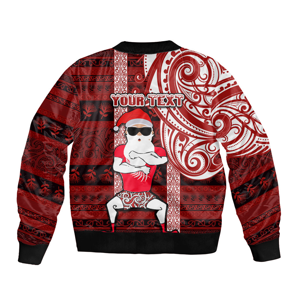 Personalized New Zealand Christmas Bomber Jacket Santa Claus and Kiwi Bird Maori Tattoo Koru Pattern LT03 - Polynesian Pride