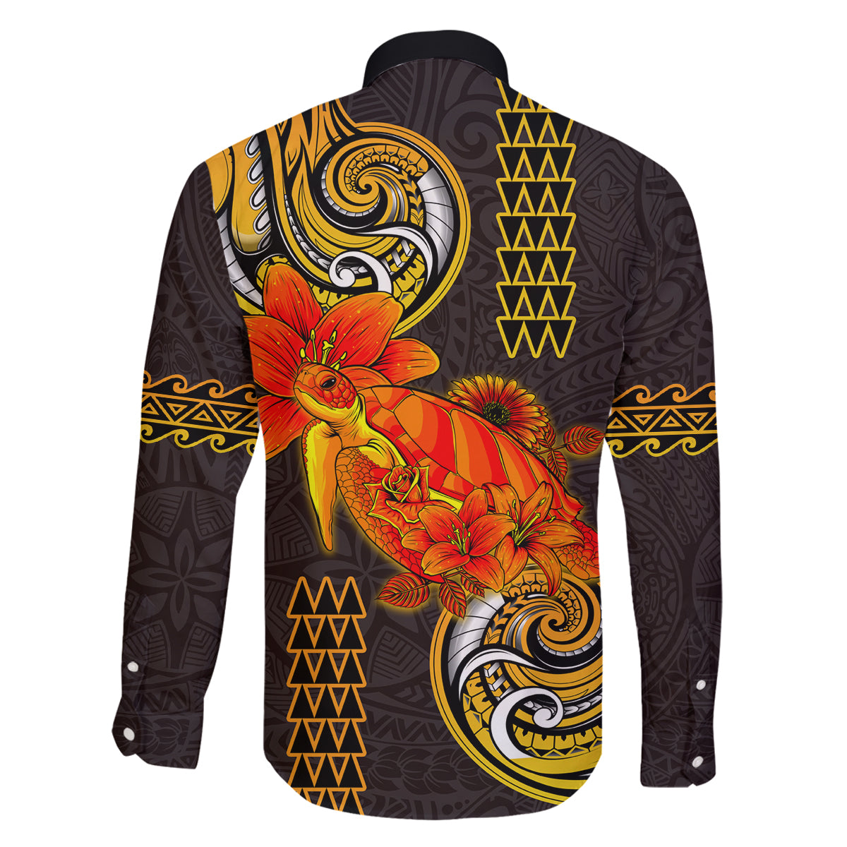 Hawaii Turtle Hibiscus Flower Family Matching Long Sleeve Bodycon Dress and Hawaiian Shirt Polynesian Tattoo LT03 - Polynesian Pride