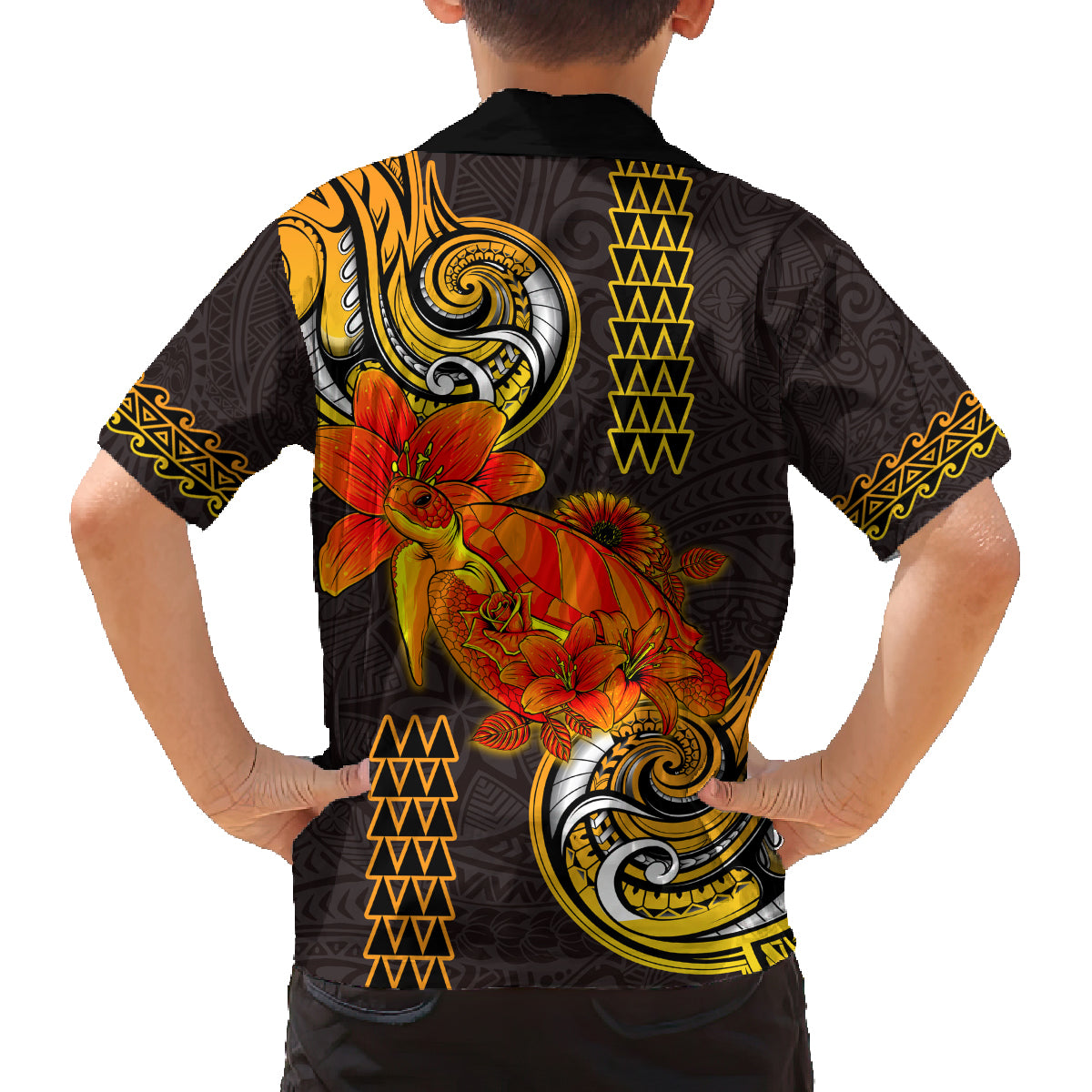 Hawaii Turtle Hibiscus Flower Family Matching Summer Maxi Dress and Hawaiian Shirt Polynesian Tattoo LT03 - Polynesian Pride