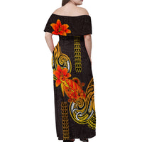 Hawaii Turtle Hibiscus Flower Off Shoulder Maxi Dress Polynesian Tattoo LT03 - Polynesian Pride