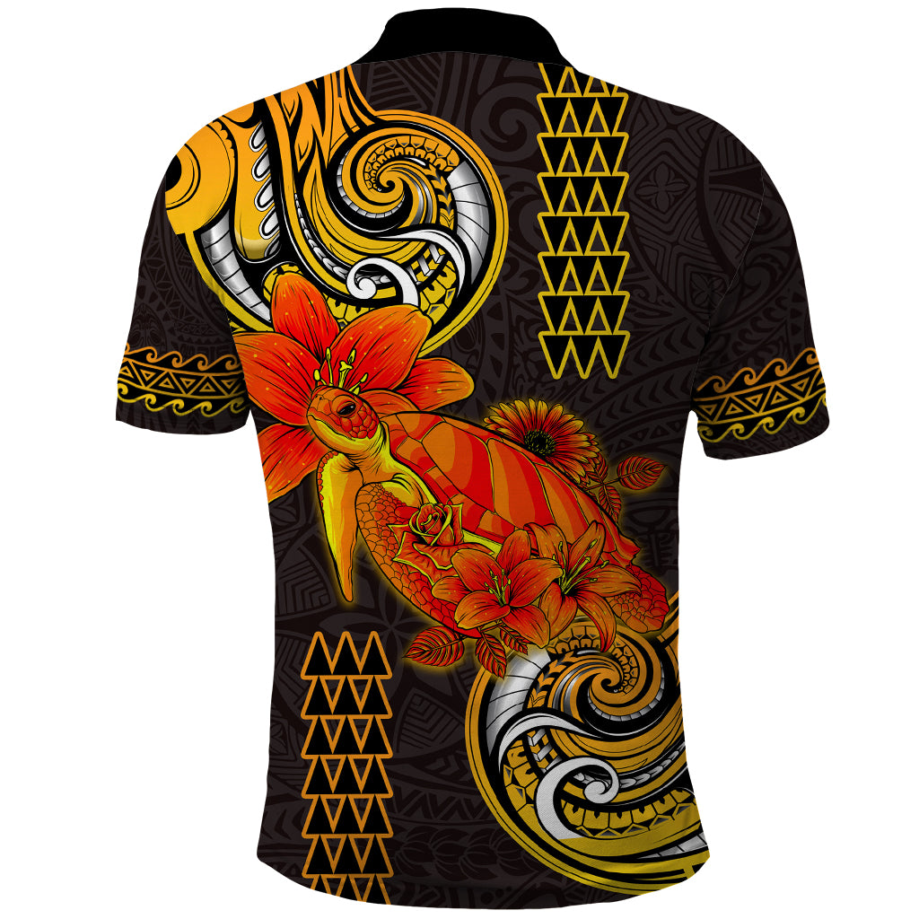 Hawaii Turtle Hibiscus Flower Polo Shirt Polynesian Tattoo LT03 - Polynesian Pride
