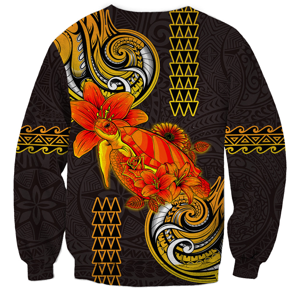 Hawaii Turtle Hibiscus Flower Sweatshirt Polynesian Tattoo LT03 - Polynesian Pride