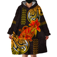 Hawaii Turtle Hibiscus Flower Wearable Blanket Hoodie Polynesian Tattoo LT03 - Polynesian Pride